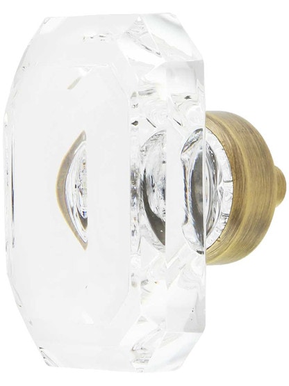 Large Baguette Crystal Cabinet Knob in Antique Brass.